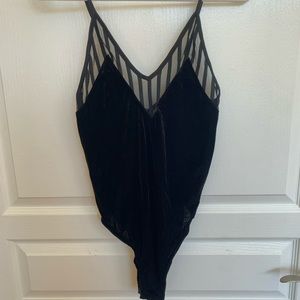 TOPSHOP black velvet & mesh body suit NWT